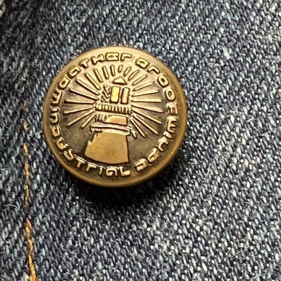 Vintage Lighthouse Jean Jacket Leather Lace up on arms sides pockets and neck. - Picture 10 of 16